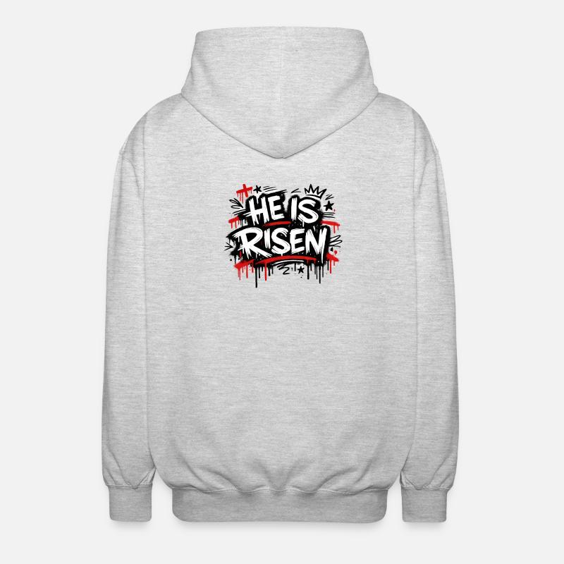 He is risen - Unisex Kapuzenjacke - Hellgrau meliert