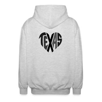 Typographie du cœur du Texas - Veste à capuche unisexe - gris clair chiné - Dos - AI Model Male 185 light (185cm)