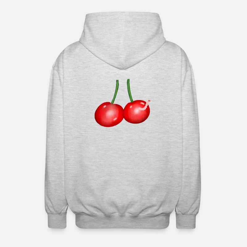 Kirschen Cartoon Wurm Obst Kirsche - Unisex Kapuzenjacke - Hellgrau meliert