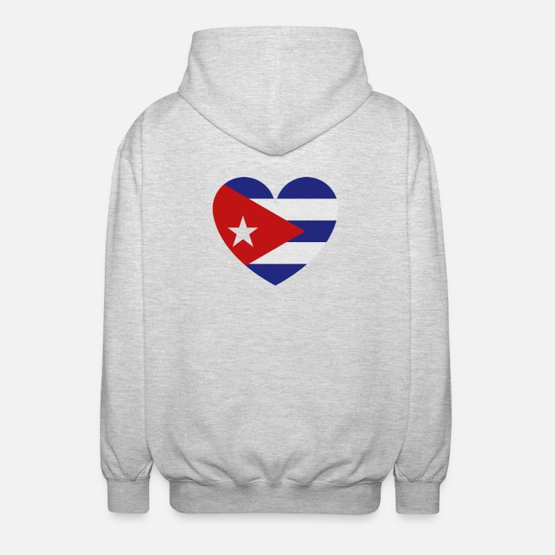 Drapeau du Cœur de Cuba - Veste à capuche unisexe - gris clair chiné