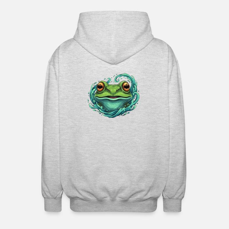 Wave Frog Pop Art Illustration - Veste à capuche unisexe - gris clair chiné