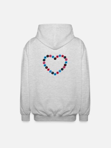 Heart of flowers - Unisex Hooded Jacket - light heather grey