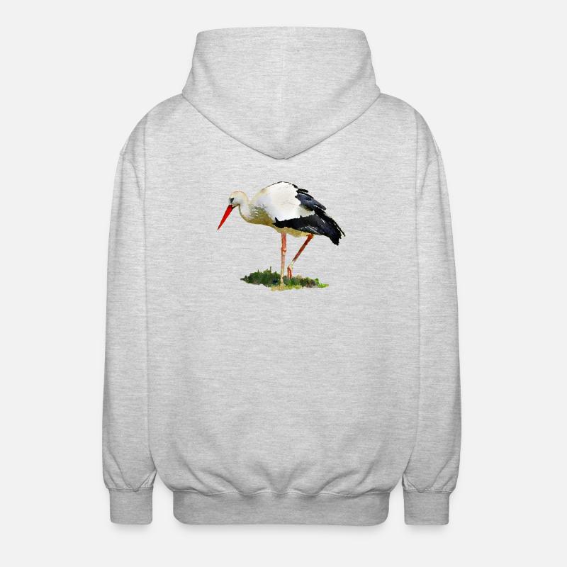 storch vogel - Unisex Kapuzenjacke - Hellgrau meliert