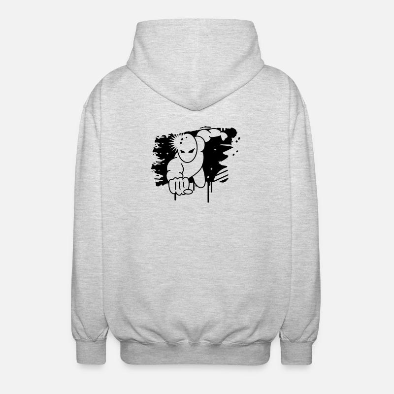 Superheld Graffiti - Unisex Kapuzenjacke - Hellgrau meliert