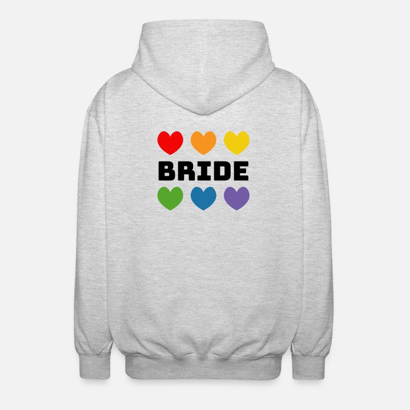 Regenbogenherzchen Bride schwarz - Unisex Kapuzenjacke - Hellgrau meliert