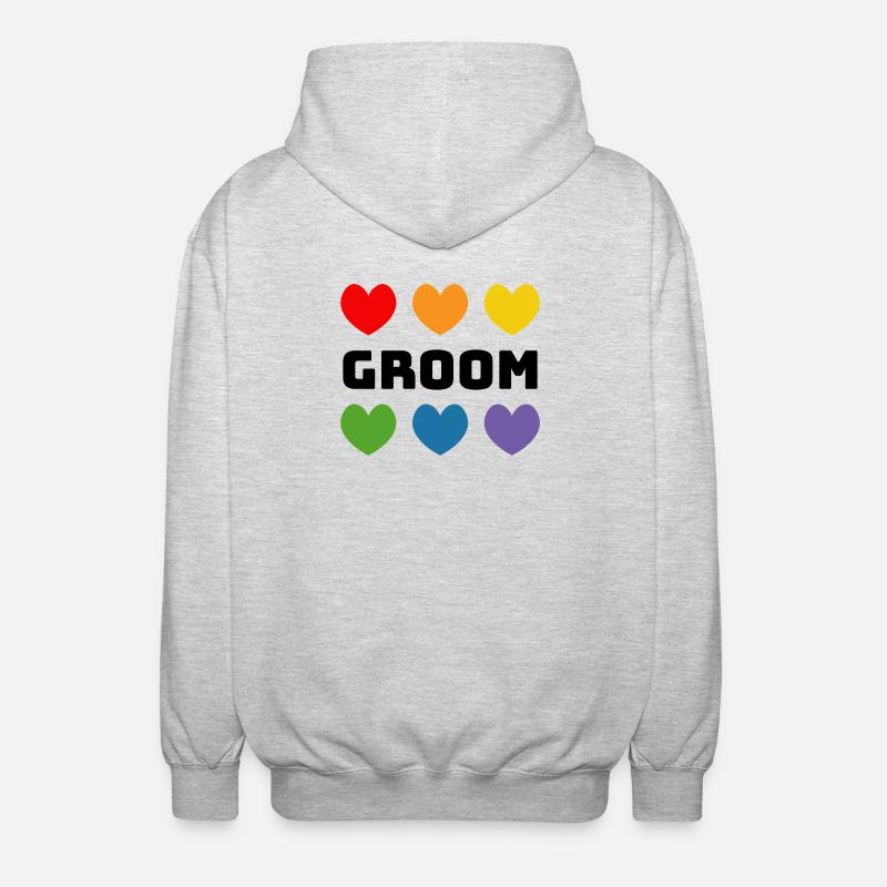 Regenbogenherzchen Groom schwarz - Unisex Kapuzenjacke - Hellgrau meliert