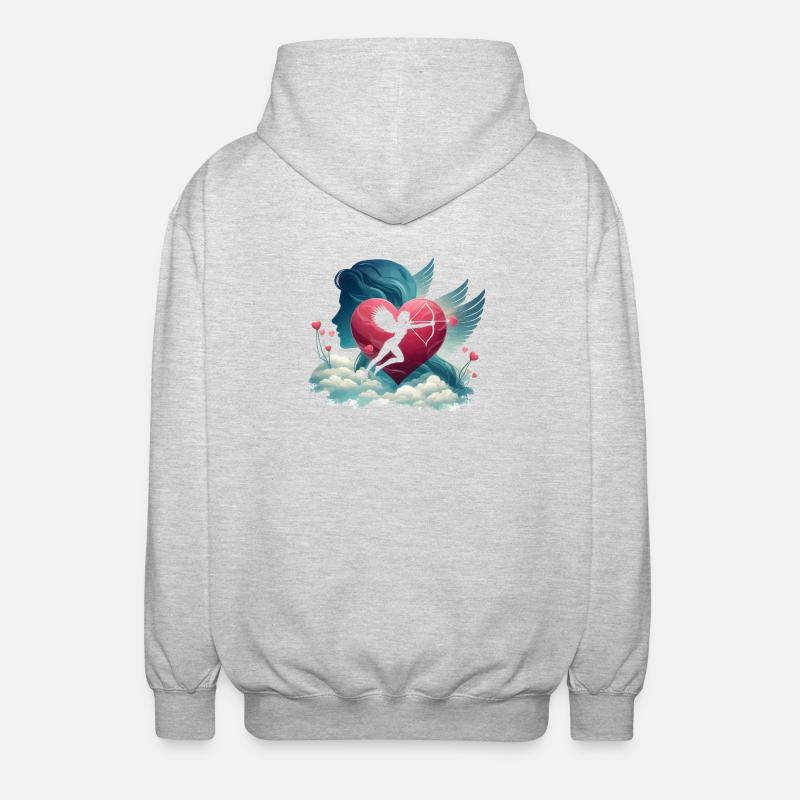 Amor Bogenschütze Herz Kunstwerk - Unisex Kapuzenjacke - Hellgrau meliert