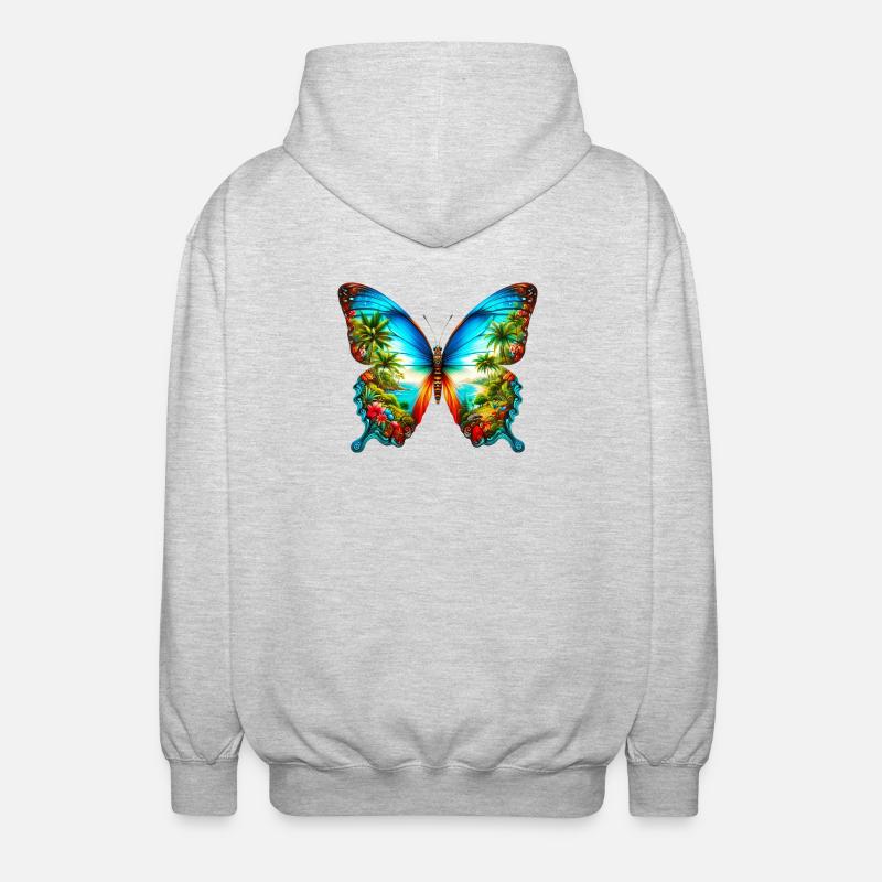 Papillon - Veste à capuche unisexe - gris clair chiné