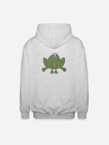 Frog with a tie - Unisex Hooded Jacket - light heather grey