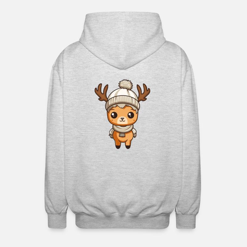 Reh Reindeer Comic - Unisex Hooded Jacket - light heather grey