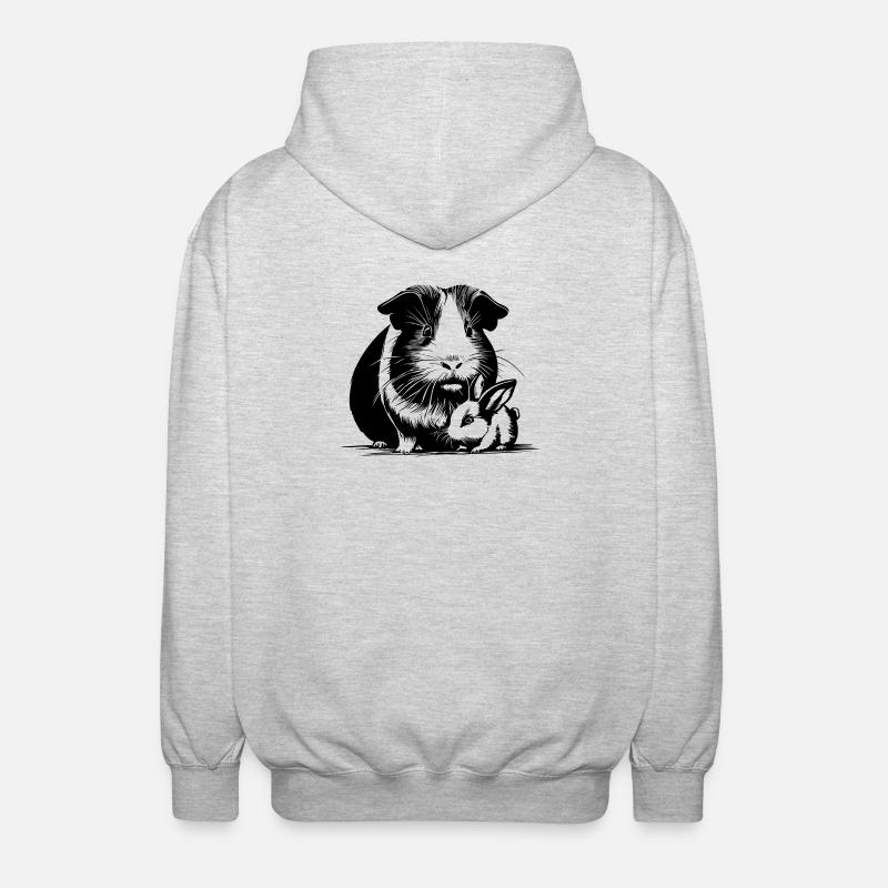 Cochon d’Inde avec lapin en peluche - Veste à capuche unisexe - gris clair chiné
