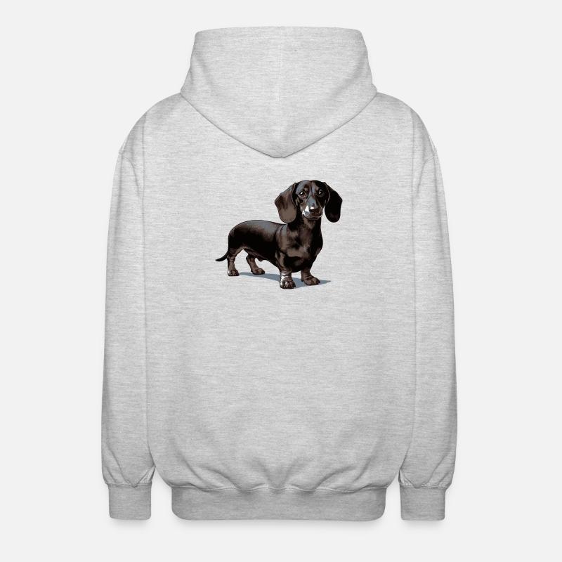 Dachshund - Unisex Hooded Jacket - light heather grey