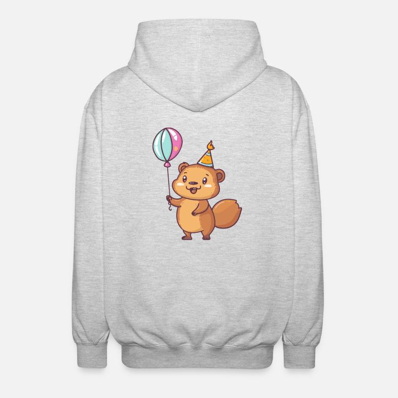 Bébé d’anniversaire de castor - Veste à capuche unisexe - gris clair chiné
