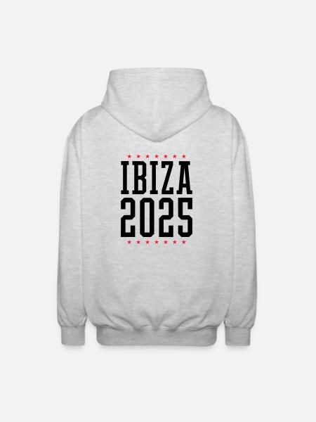Ibiza 2025 - Unisex Kapuzenjacke - Hellgrau meliert