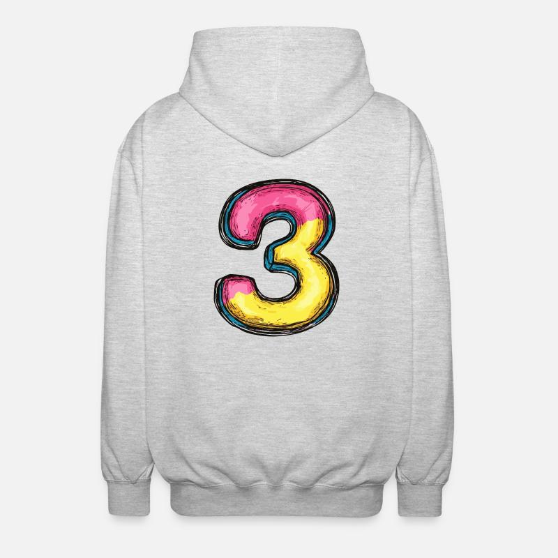 3 Symbole numérique - Veste à capuche unisexe - gris clair chiné