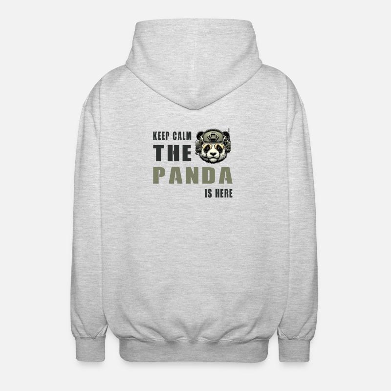 Panda tactique – Restez calme - Veste à capuche unisexe - gris clair chiné