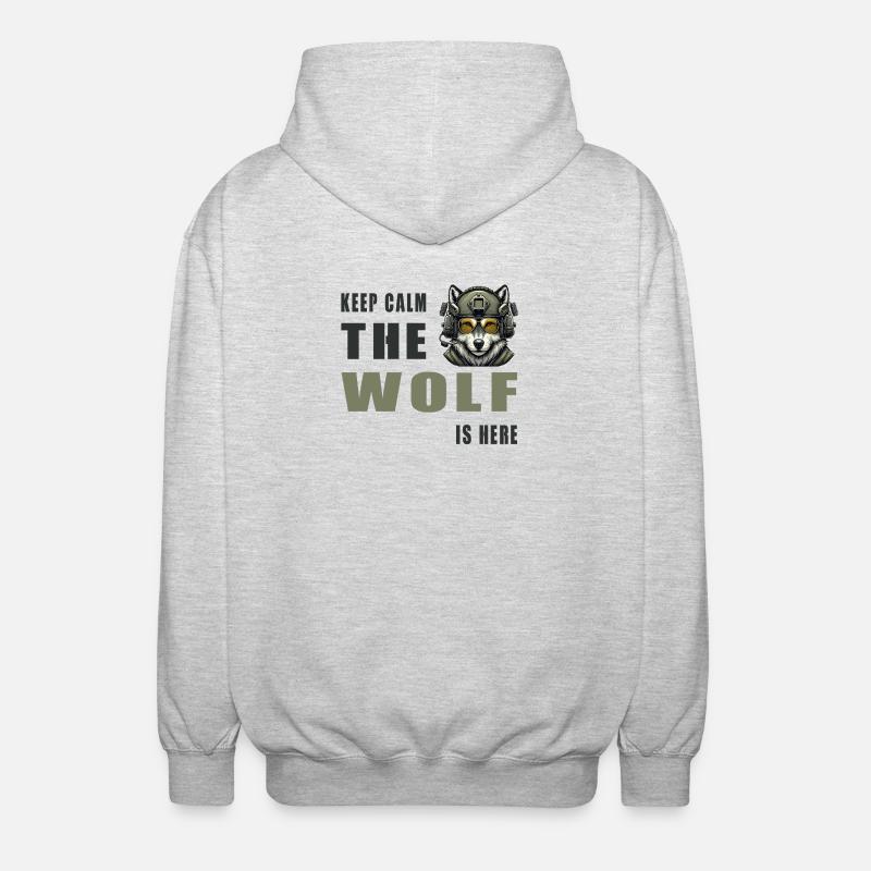 Keep Calm Wolf Is Here - Unisex Hooded Jacket - light heather grey