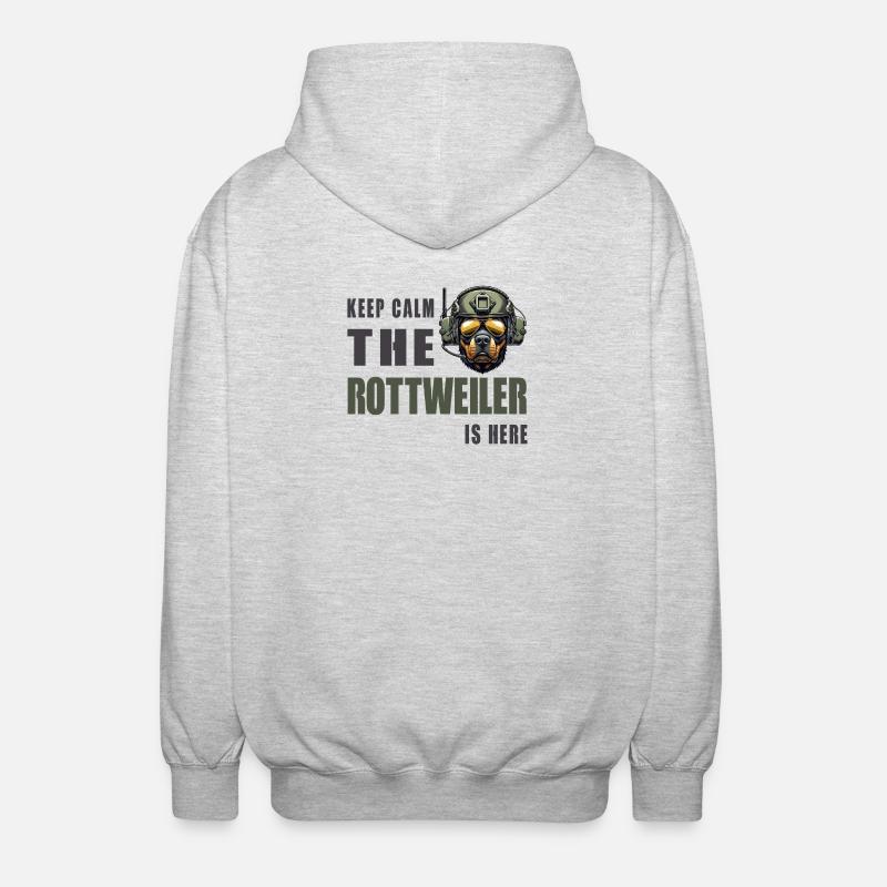 Rottweiler – Keep Calm Design - Unisex Kapuzenjacke - Hellgrau meliert