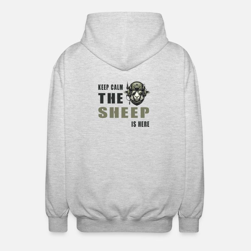 Mouton – Conception Keep Calm - Veste à capuche unisexe - gris clair chiné