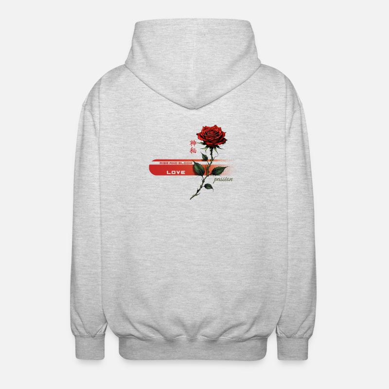 Rose pourpre de la passion - Veste à capuche unisexe - gris clair chiné