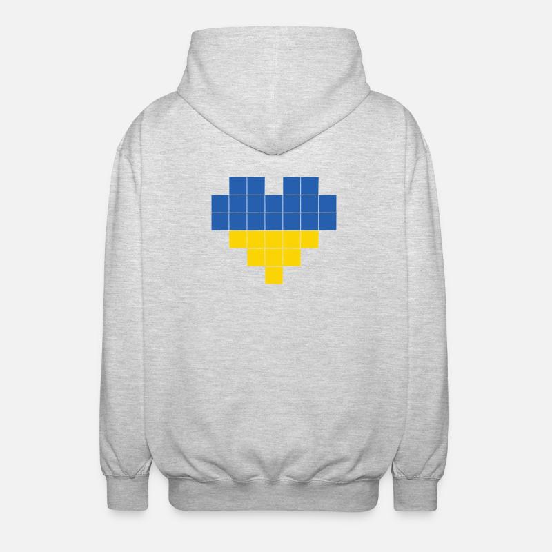 Pixel Heart Drapeau de l’Ukraine - Veste à capuche unisexe - gris clair chiné