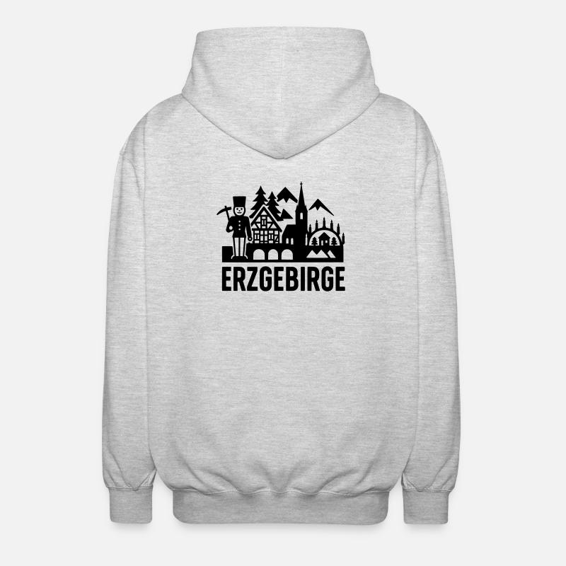 Erzgebirge typisch Silhouette - Unisex Kapuzenjacke - Hellgrau meliert