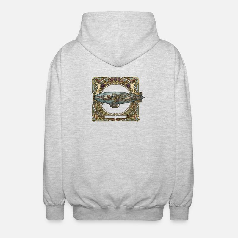 Dirigeable dans un cadre Art Nouveau - Veste à capuche unisexe - gris clair chiné