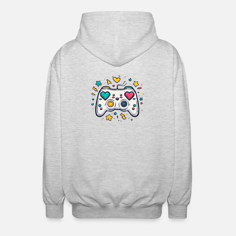 Conception de jeu Heart Controller Neon - Veste à capuche unisexe - gris clair chiné