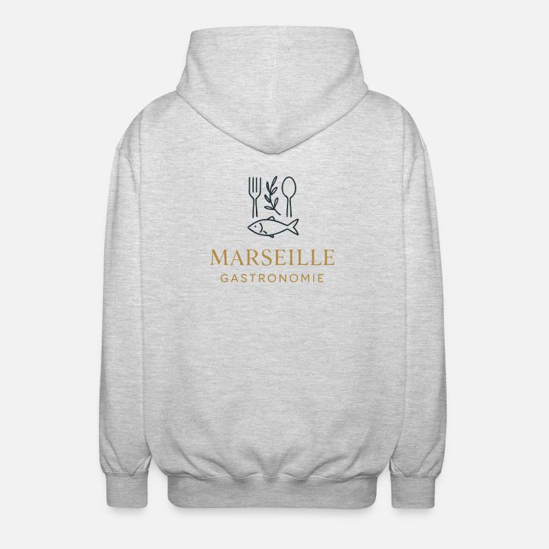 Marseille Gastronomie Bouillabaisse Design Poisson - Veste à capuche unisexe - gris clair chiné
