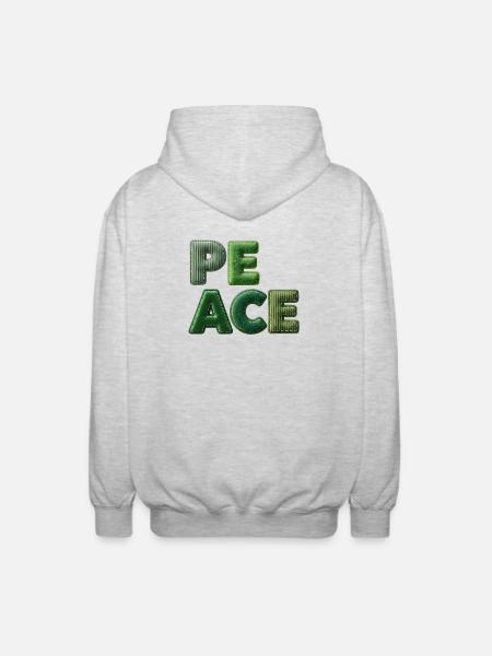 Peace Patchwork Green Nature Lettering - Unisex Hooded Jacket - light heather grey