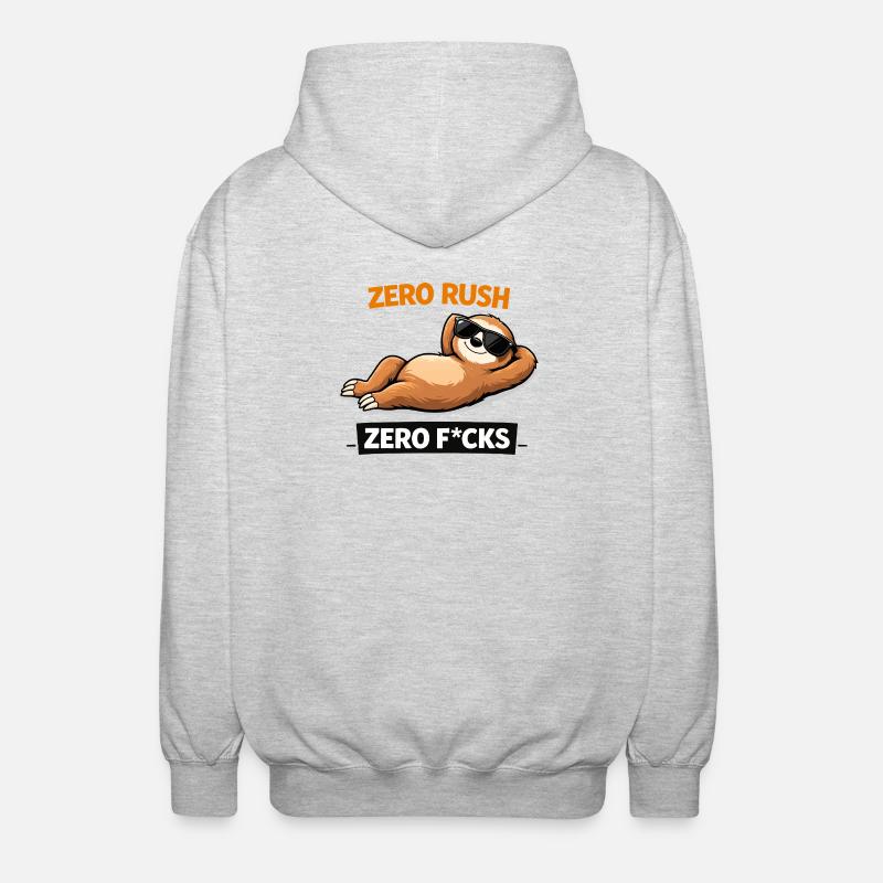 Zero Rush Sloth Chill Slogan - Unisex Hooded Jacket - light heather grey