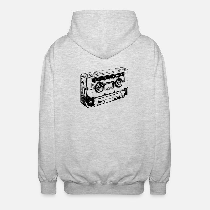 Retro kassette - Unisex hættejakke. - lysegrå meleret