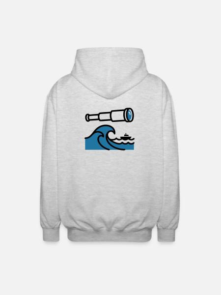 Telescope Waves Ocean Explorer - Unisex Hooded Jacket - light heather grey