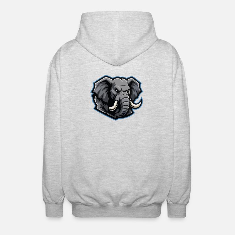Elefantenkopf Maskottchen-Logo - Unisex Kapuzenjacke - Hellgrau meliert