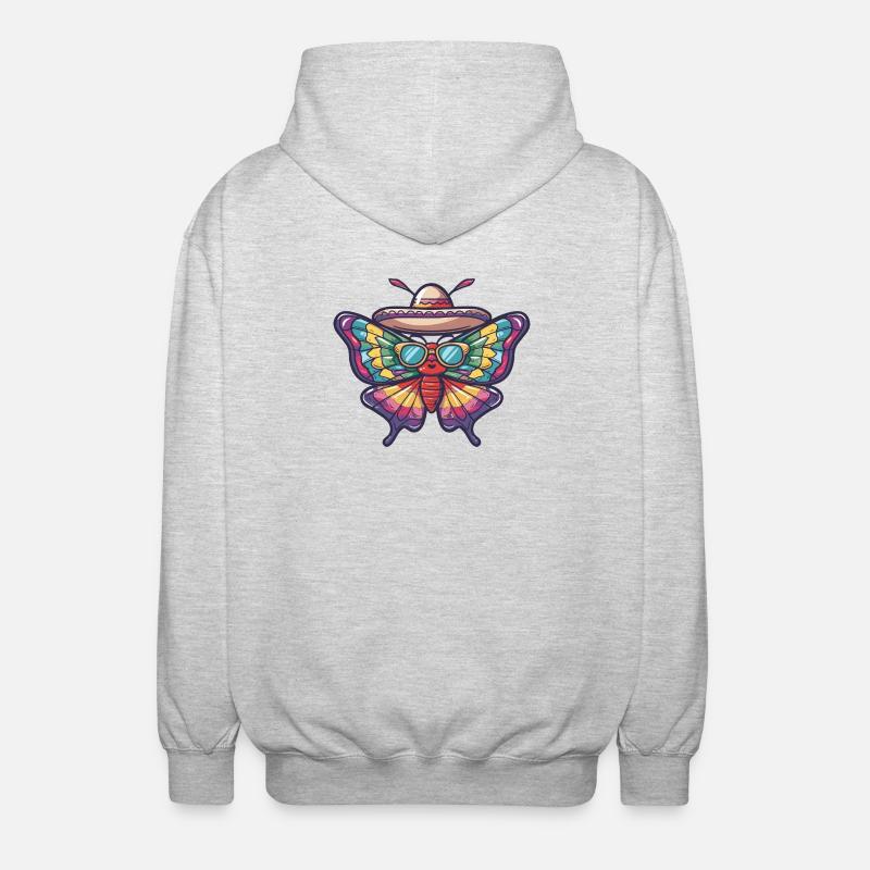 Butterfly Funny Sombrero - Unisex Hooded Jacket - light heather grey