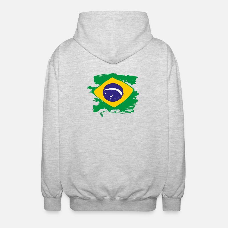 Drapeau du Brésil - Veste à capuche unisexe - gris clair chiné