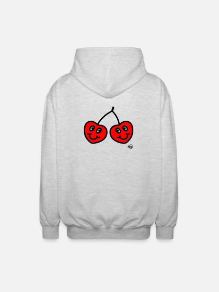 Zwillinge Kirschen groß - Unisex Kapuzenjacke - Hellgrau meliert