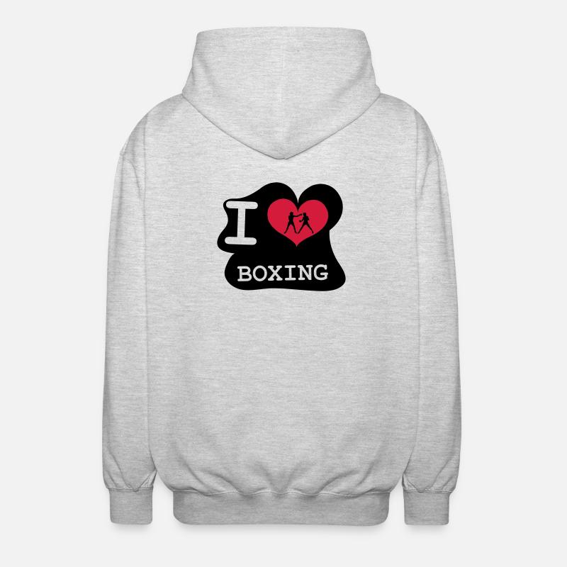 I Love Boxing - Unisex Kapuzenjacke - Hellgrau meliert