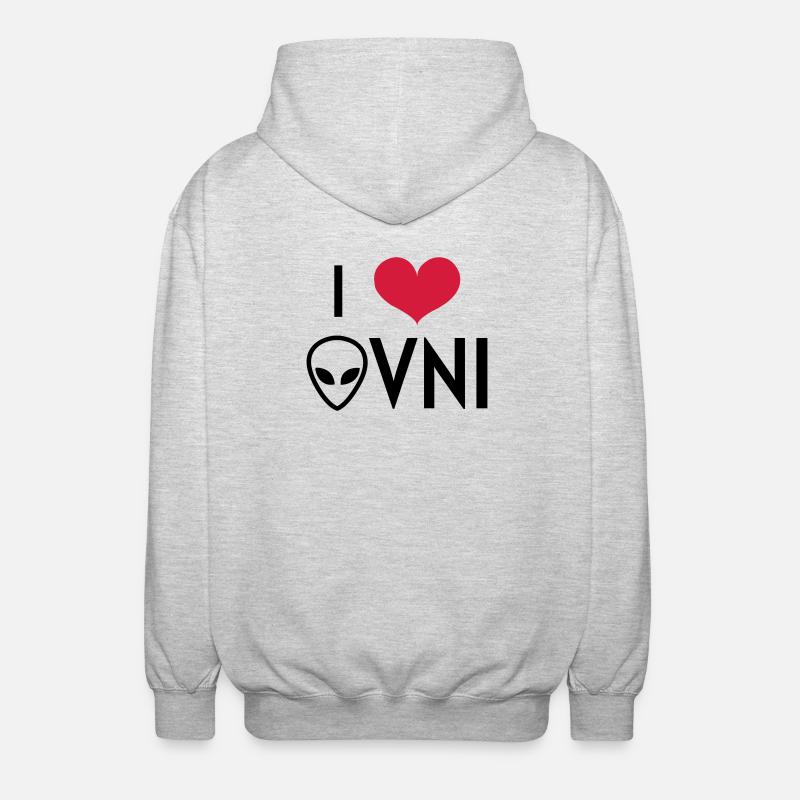 Ovni Ufo Extraterrestre Espace Geek Planète - Veste à capuche unisexe - gris clair chiné