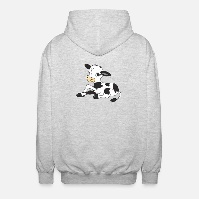 Noir, Veau blanc, Veau - Veste à capuche unisexe - gris clair chiné