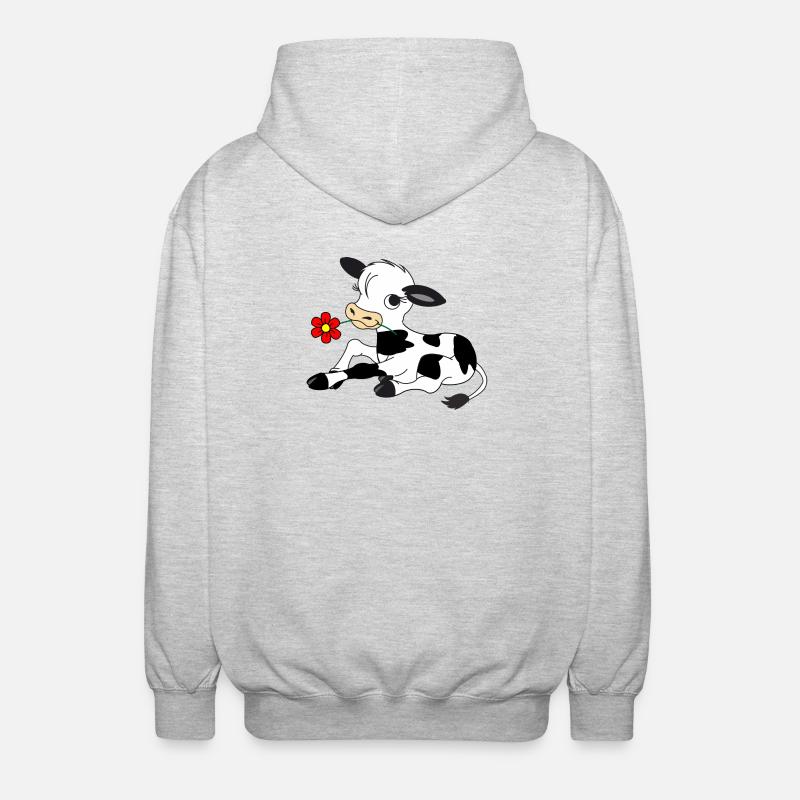 Veau avec fleur dans la bouche - Veste à capuche unisexe - gris clair chiné