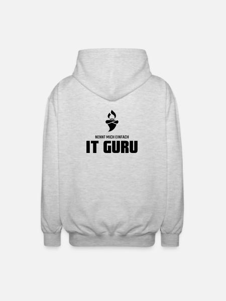 Nennt mich einfach IT Guru - Unisex Kapuzenjacke - Hellgrau meliert