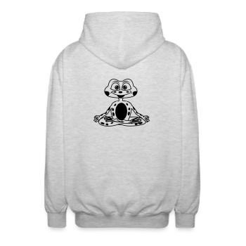 Meditationsfrosch - Unisex Kapuzenjacke - Hellgrau meliert - Hinten - AI Model Male 185 light (185cm)