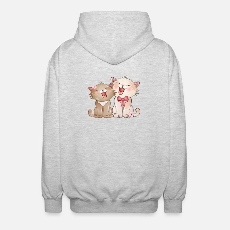Deux chats chanteurs mignons enfants - Veste à capuche unisexe - gris clair chiné