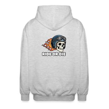 Ride or Die Totenkopf Helm - Unisex Kapuzenjacke - Hellgrau meliert - Hinten - AI Model Male 185 light (185cm)