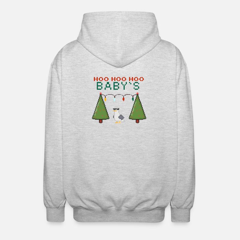 Oiseau de Noël pixel avec guirlandes lumineuses - Veste à capuche unisexe - gris clair chiné