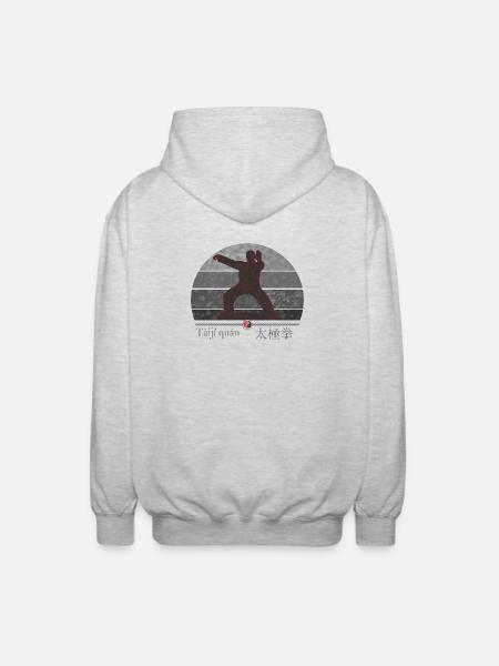 Taiji Kraft - Trainings Outfit Geschenk - Unisex Kapuzenjacke - Hellgrau meliert