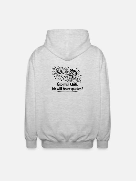 Fire Spitting Eating Chili - Unisex Hooded Jacket - light heather grey