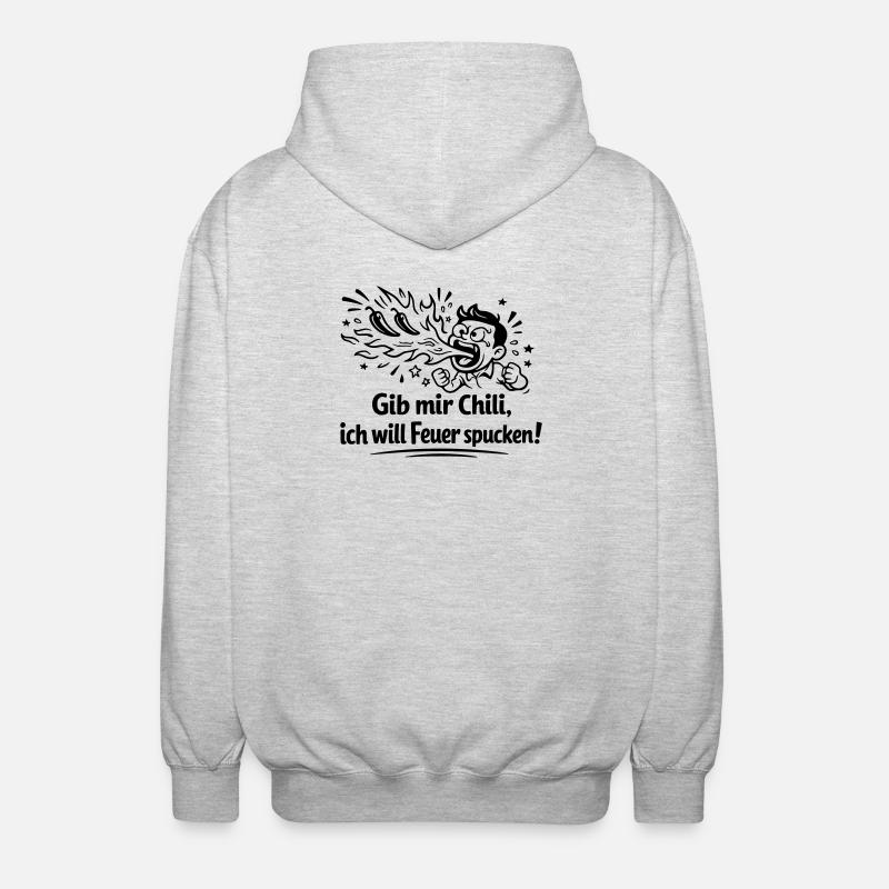 Cracher du feu Mangeant du chili - Veste à capuche unisexe - gris clair chiné