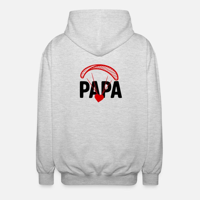 Papa Gleitschirm, Paragliding mit Herz - Unisex Kapuzenjacke - Hellgrau meliert